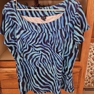 Womens size 2x dark blue and turquoise blouse